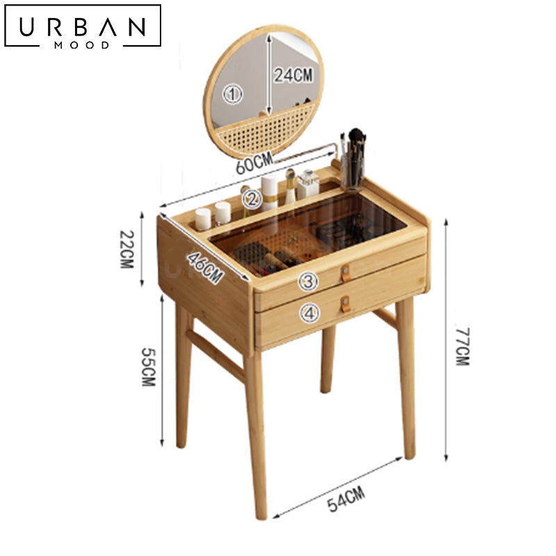 PLARTY Japandi Solid Wood Vanity Table