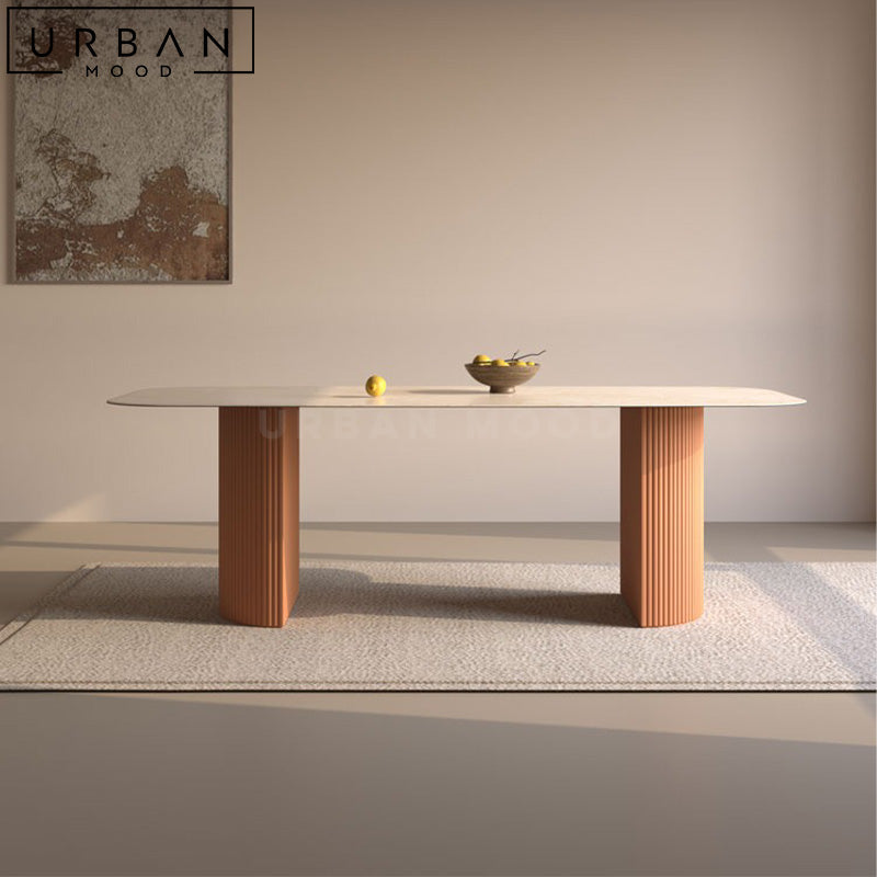 PLEMON Modern Travertine Dining Table