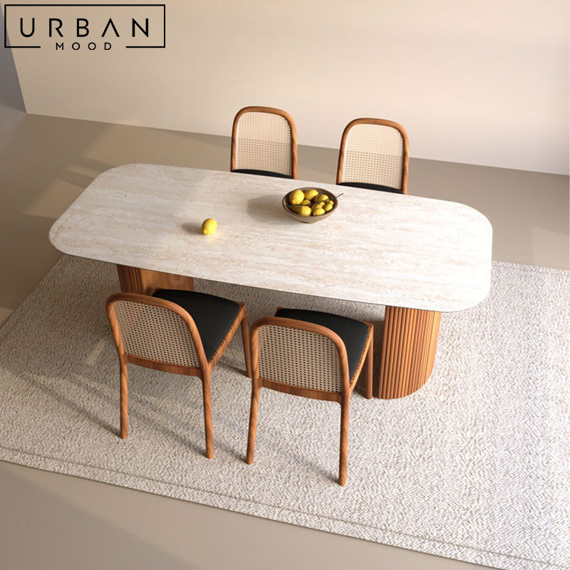 PLEMON Modern Travertine Dining Table