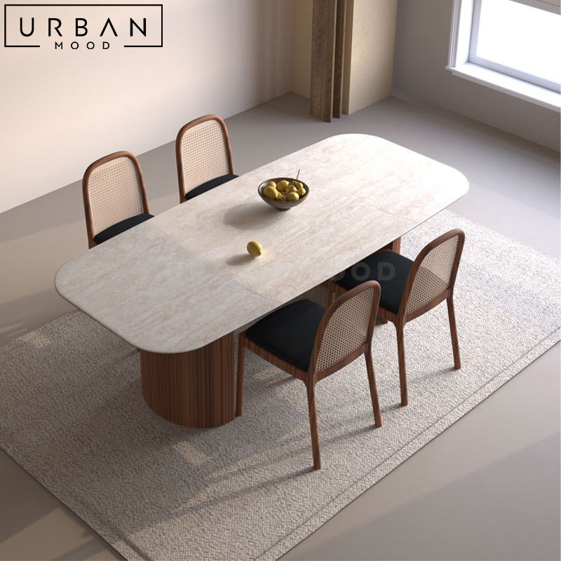 PLEMON Modern Travertine Dining Table