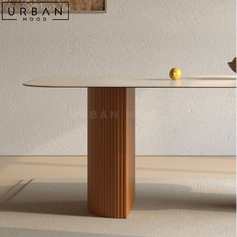 PLEMON Modern Travertine Dining Table