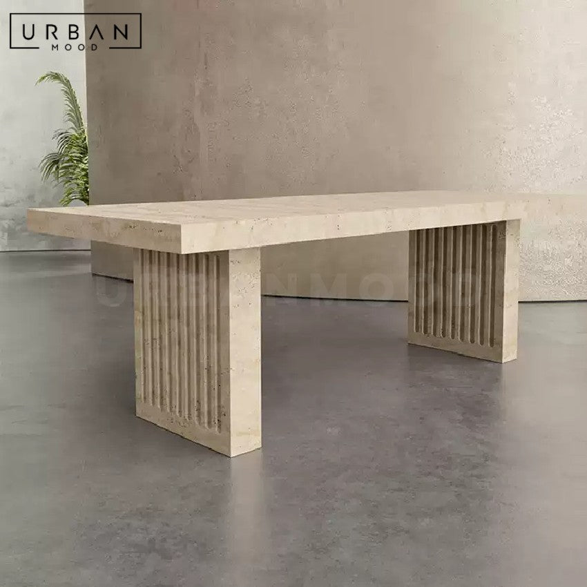 POINTER Modern Travertine Dining Table