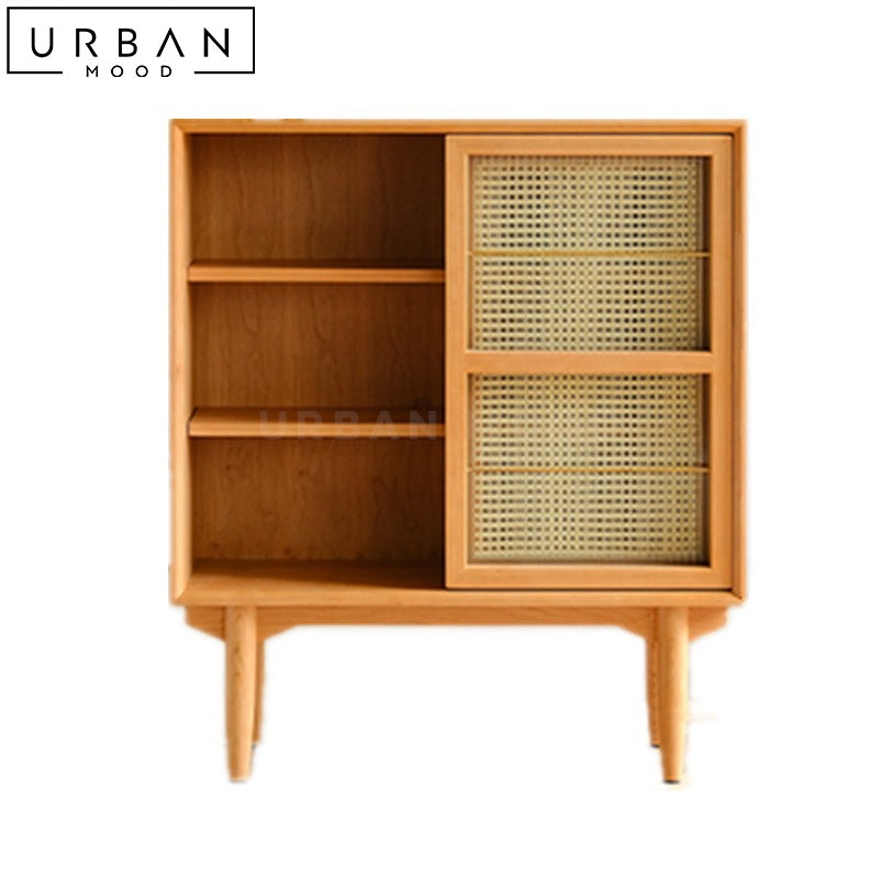 PONDER Rustic Rattan Side Cabinet