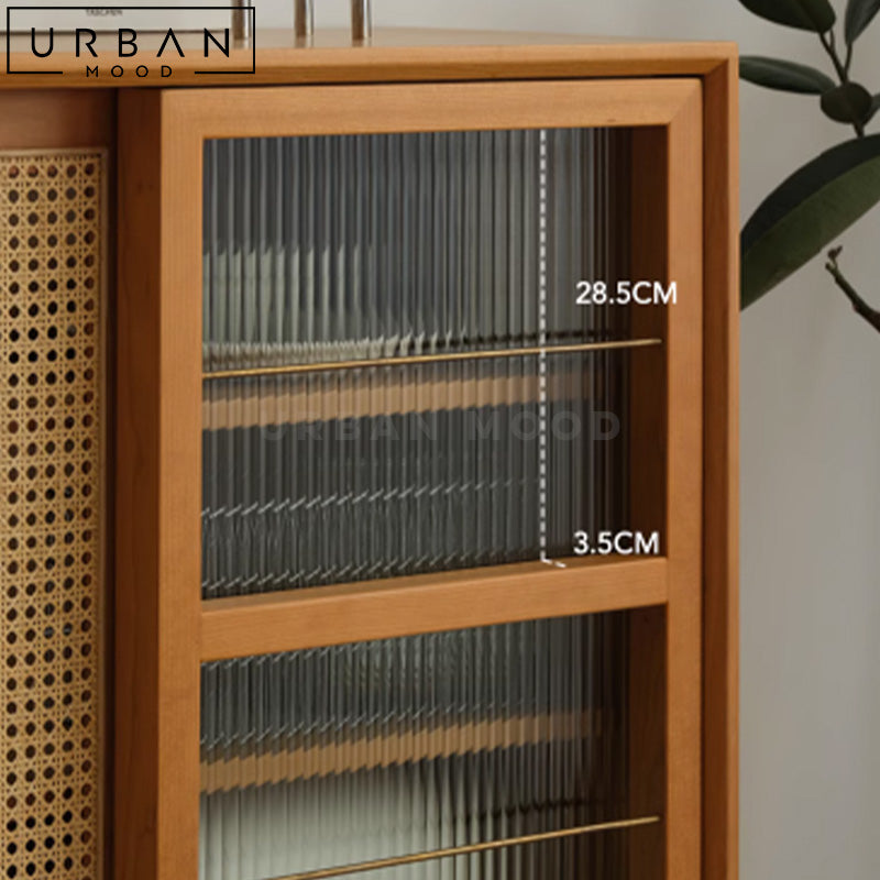 PONDER Rustic Rattan Side Cabinet