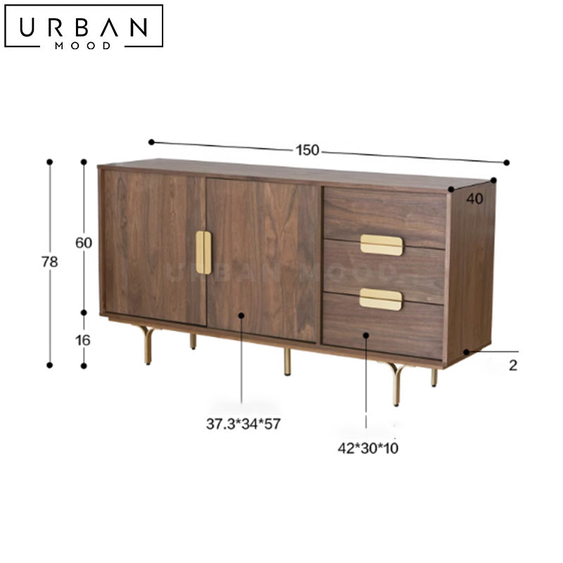 PONTI Mid-Century Solid Wood Sideboard