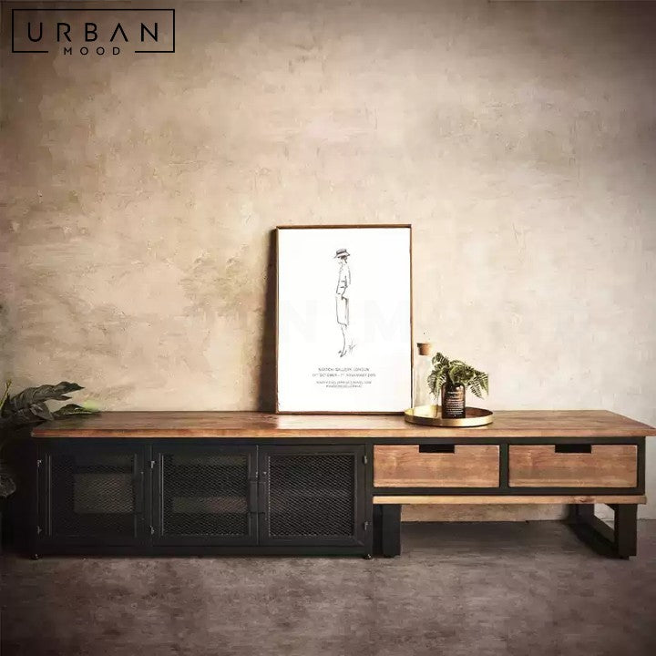 PORRAS Industrial Solid Wood TV Console