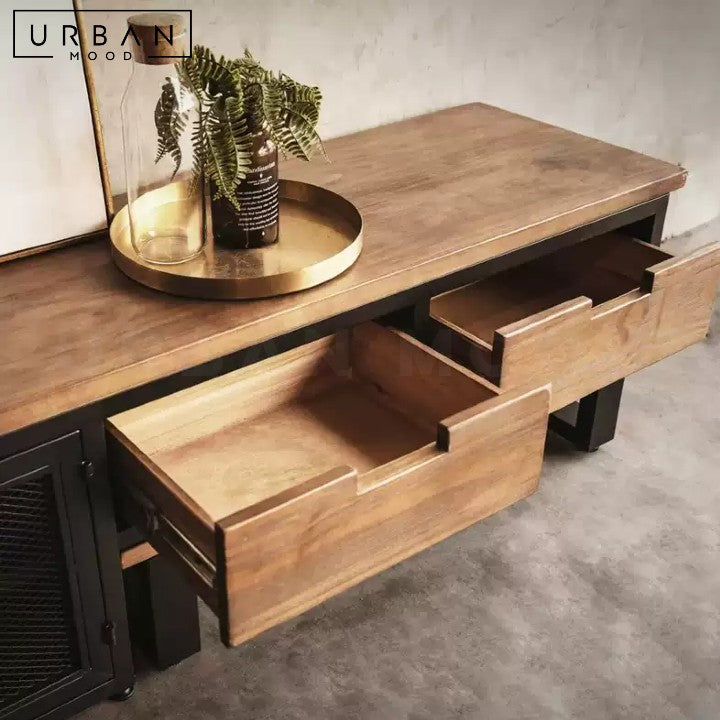 PORRAS Industrial Solid Wood TV Console