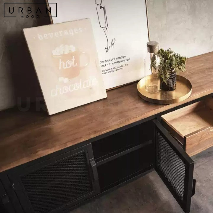 PORRAS Industrial Solid Wood TV Console