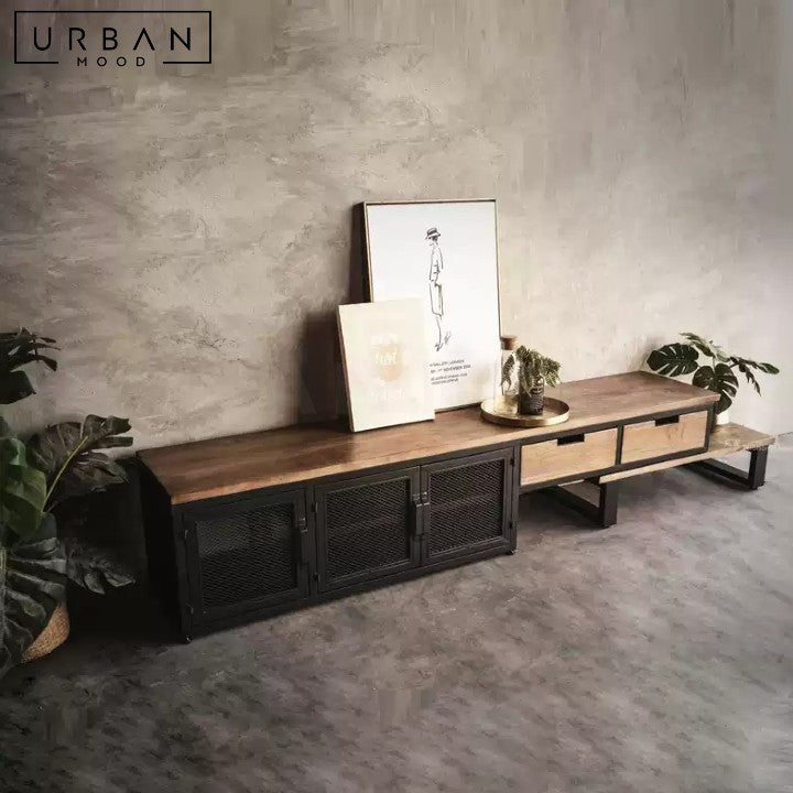 PORRAS Industrial Solid Wood TV Console