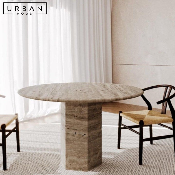 POWELL Wabi Sabi Travertine Round Dining Table