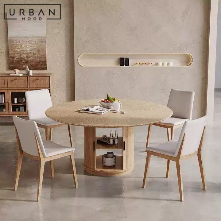 PRARO Modern Solid Wood Round Dining Table