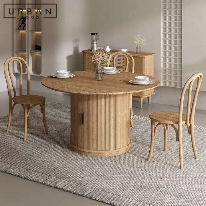 PRARO Modern Solid Wood Round Dining Table