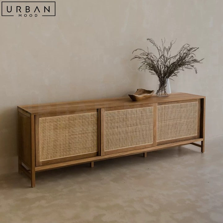 PRICILA Japandi Rattan TV Console