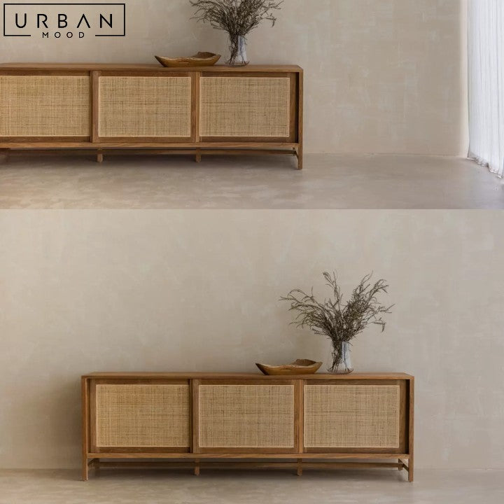 PRICILA Japandi Rattan TV Console