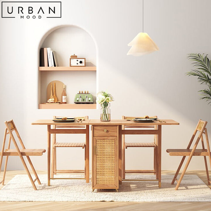 PULATY Japandi Extendable Solid Wood Dining Table