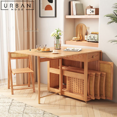 PULATY Japandi Extendable Solid Wood Dining Table