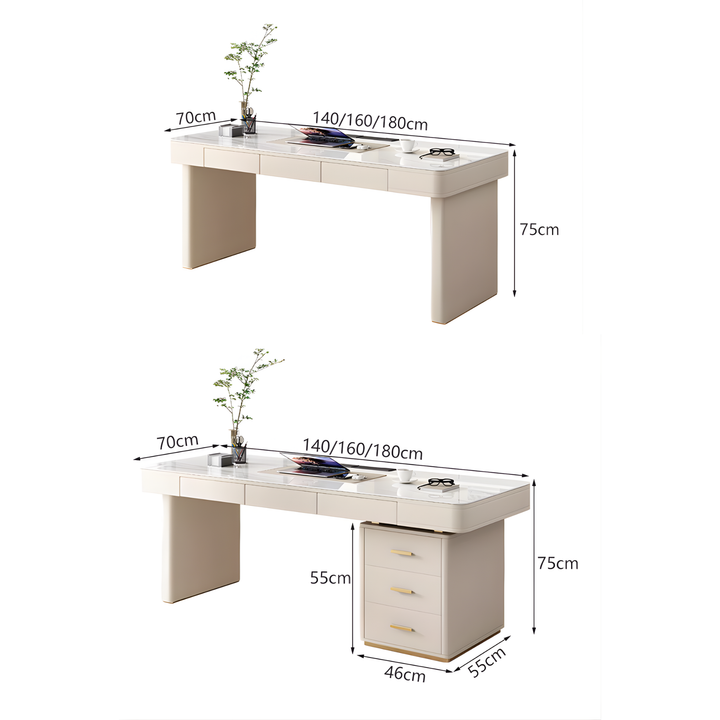QUENBY Modern Sintered Stone Office Table / Study Desk with Chair Set - Urban Mood Singapore