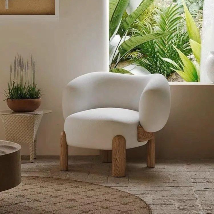 QUENZ Modern Curved Boucle Lounge Chair - Urban Mood Singapore