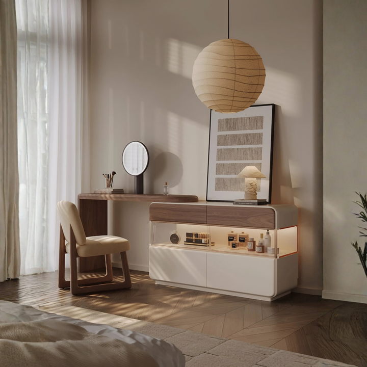 QUEVA Modern Walnut Vanity Table - Urban Mood Singapore