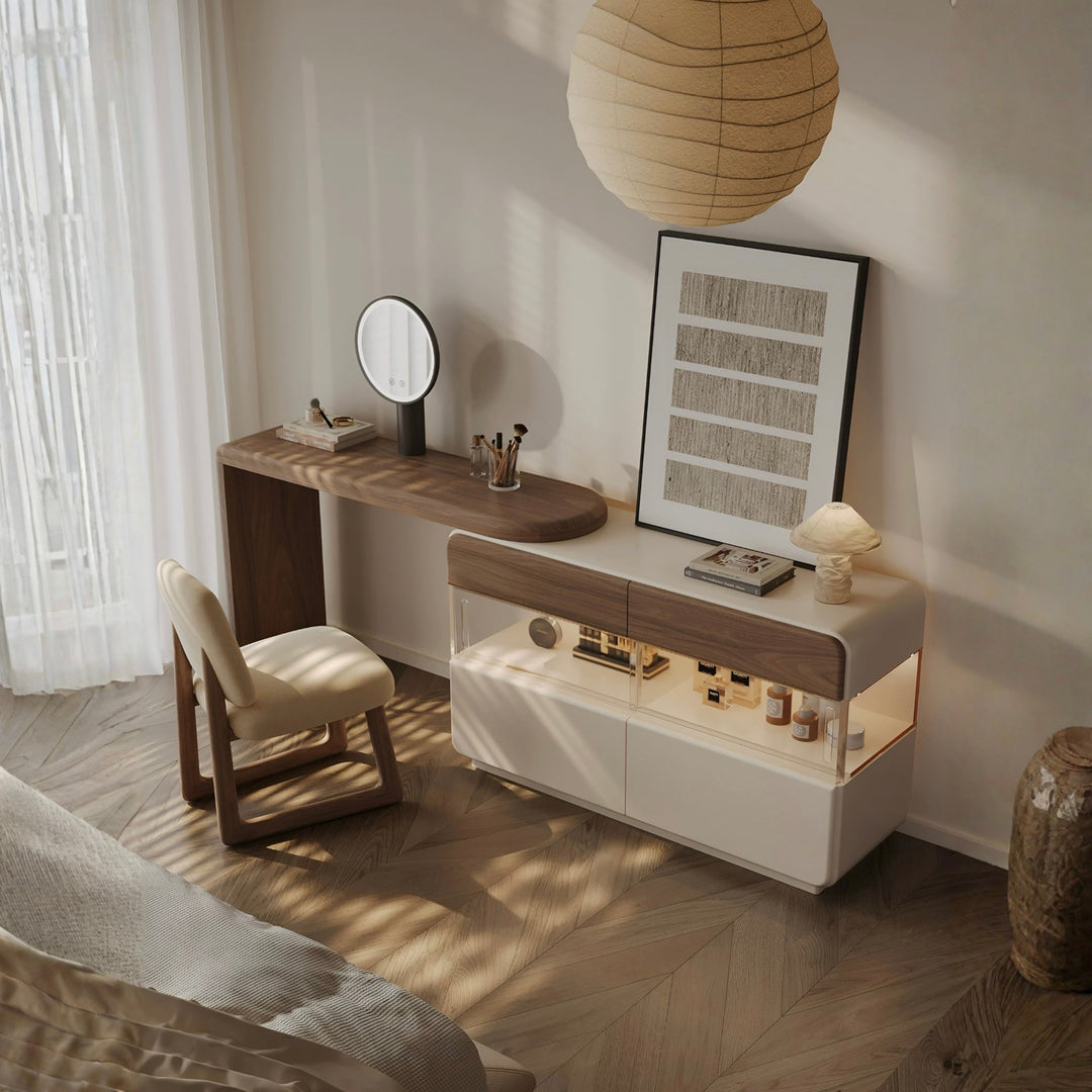 QUEVA Modern Walnut Vanity Table - Urban Mood Singapore