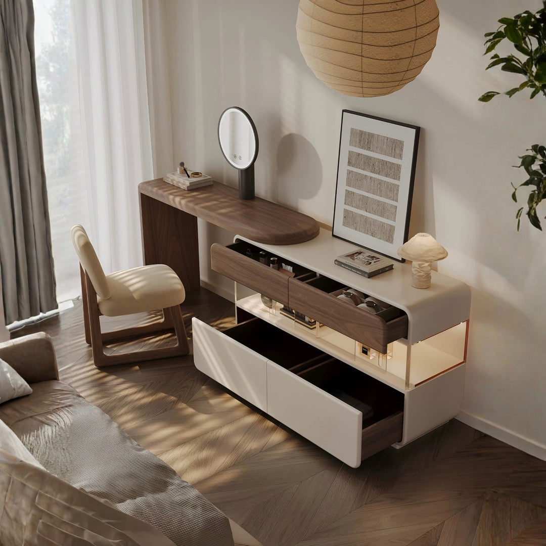 QUEVA Modern Walnut Vanity Table - Urban Mood Singapore