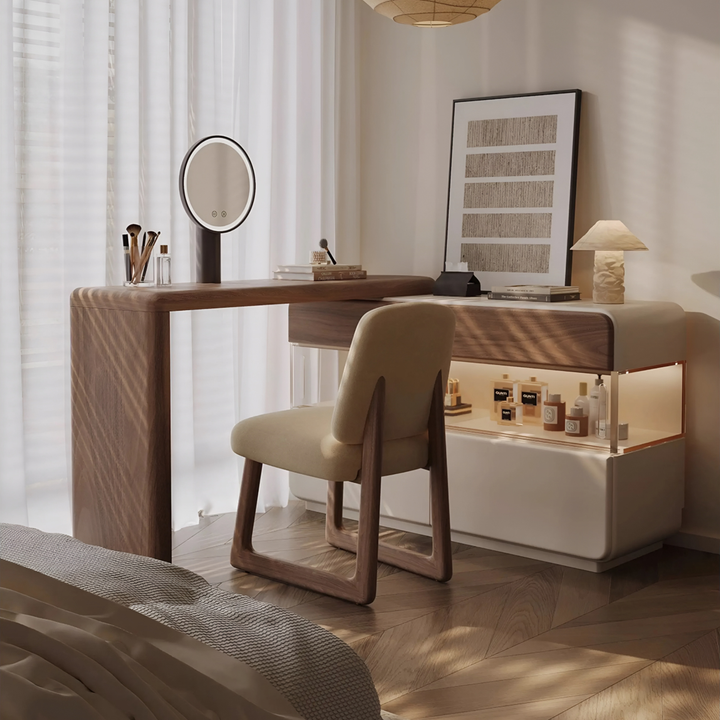 QUEVA Modern Walnut Vanity Table - Urban Mood Singapore