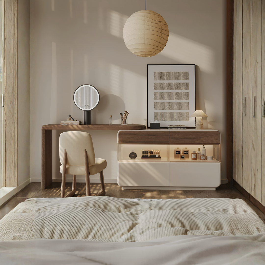 QUEVA Modern Walnut Vanity Table - Urban Mood Singapore