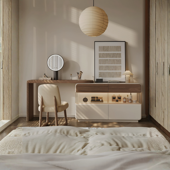 QUEVA Modern Walnut Vanity Table - Urban Mood Singapore