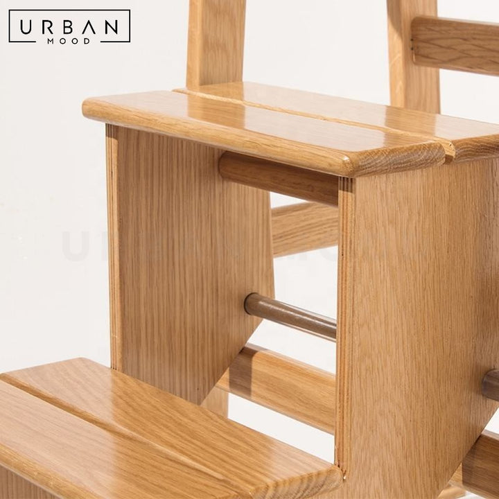 QUINS Scandinavian Solid Wood Stepladder Stool