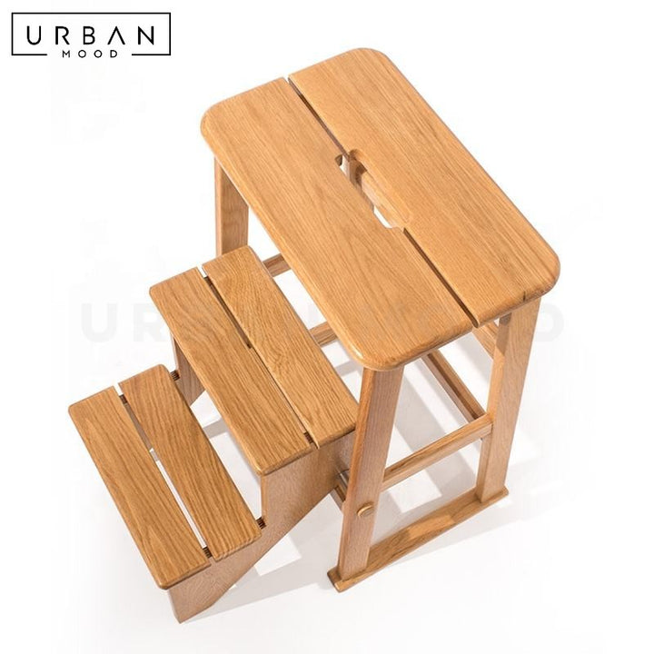 QUINS Scandinavian Solid Wood Stepladder Stool