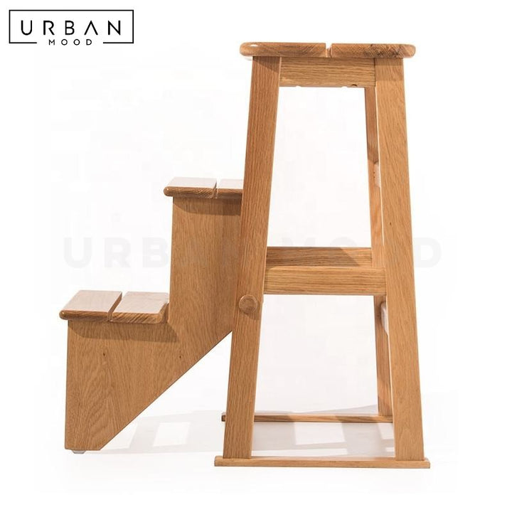 QUINS Scandinavian Solid Wood Stepladder Stool