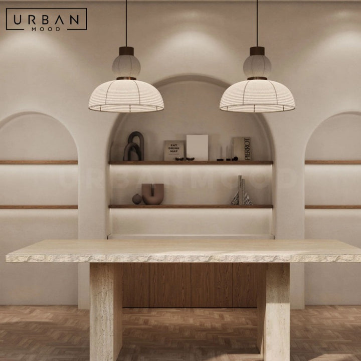 QUIN Modern Travertine Dining Table