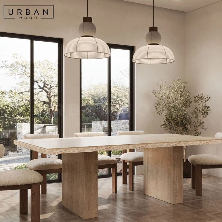 QUIN Modern Travertine Dining Table