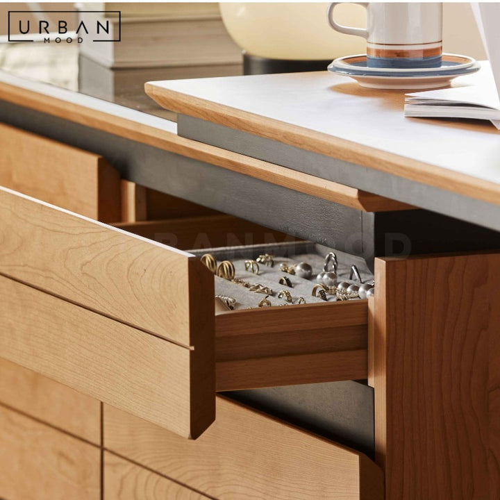 RADLEY Modern Solid Wood Vanity Table with Chest of Drawers