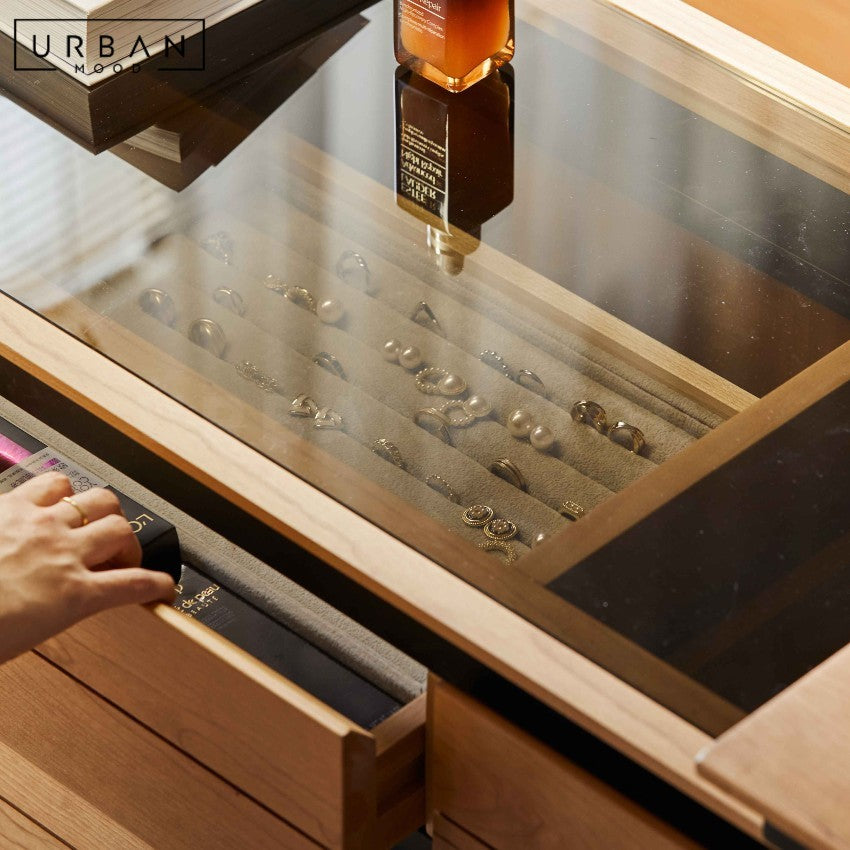 RADLEY Modern Solid Wood Vanity Table with Chest of Drawers