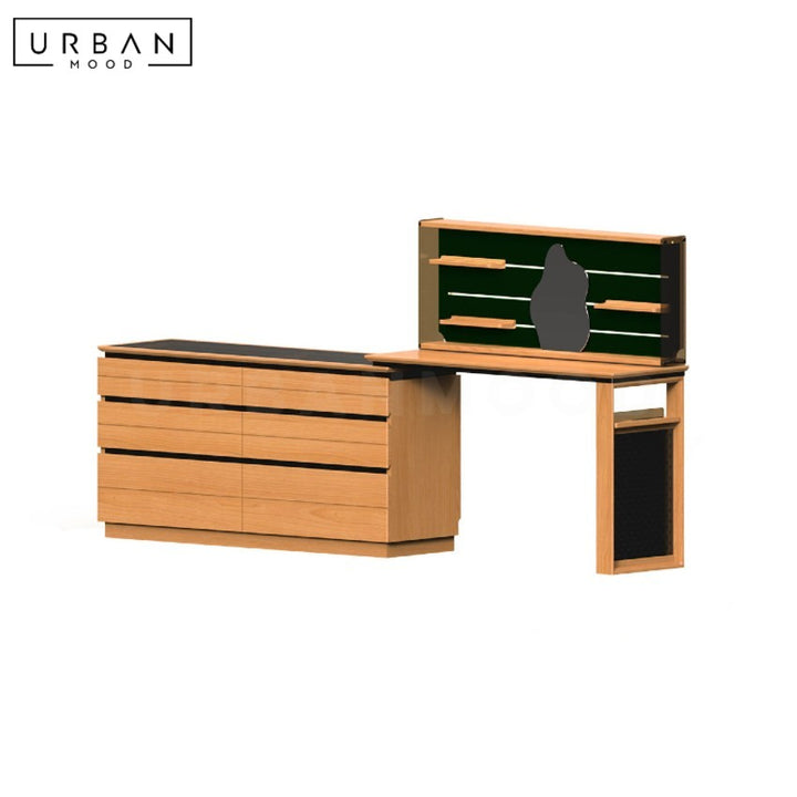 RADLEY Modern Solid Wood Vanity Table with Chest of Drawers