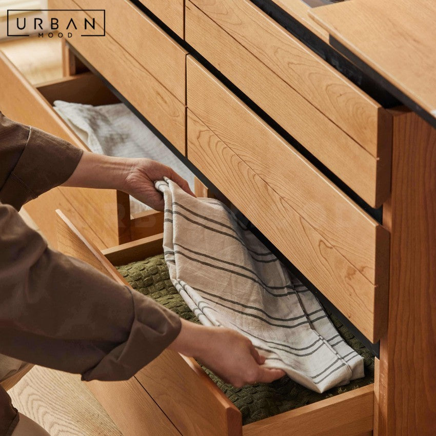 RADLEY Modern Solid Wood Vanity Table with Chest of Drawers