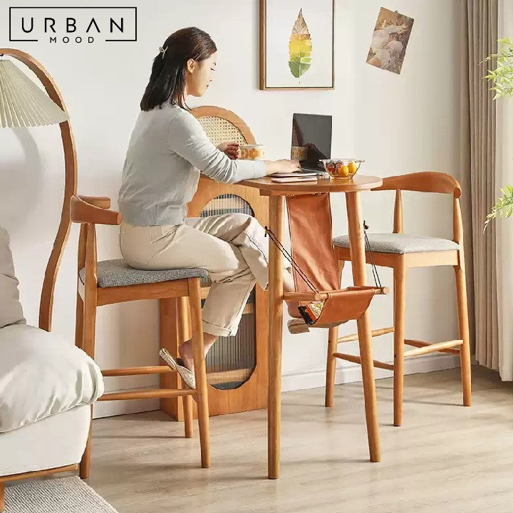 RADOJ Rustic Solid Wood Bar Stool