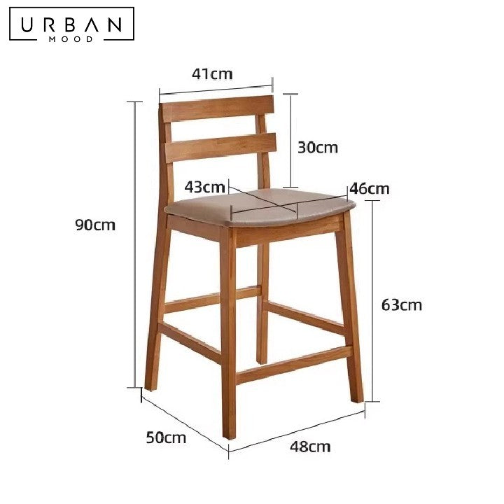 RADOJ Rustic Solid Wood Bar Stool