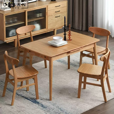 AKI Japandi Solid Wood Extendable Dining Table