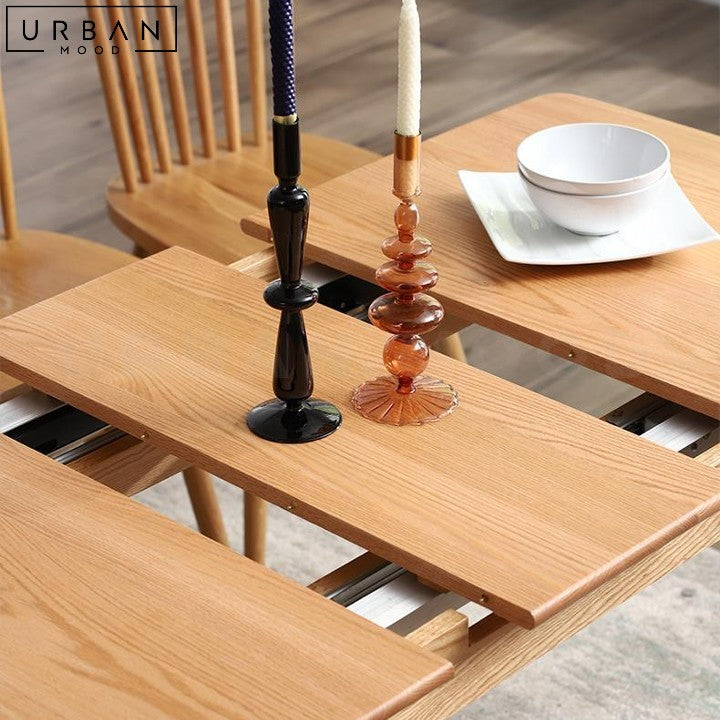 AKI Japandi Solid Wood Extendable Dining Table