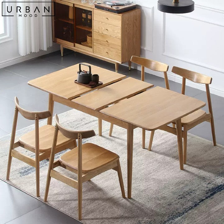 AKI Japandi Solid Wood Extendable Dining Table