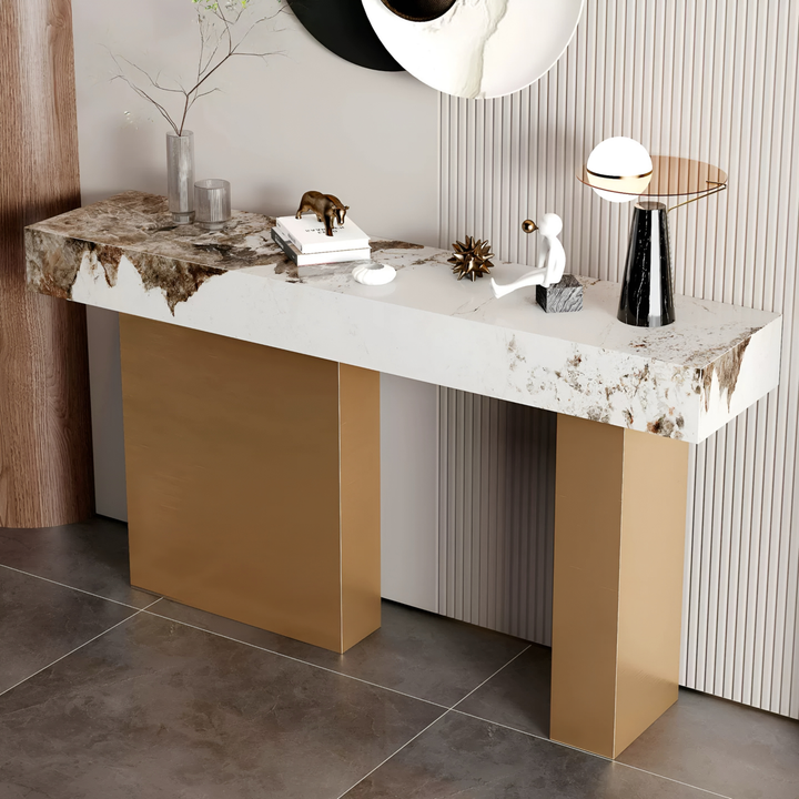 RATTELLE Modern Marble Sintered Stone Entryway Console Table - Urban Mood Singapore