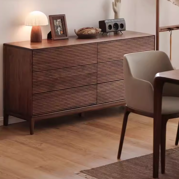 RAVENEL Black Walnut Wood Six Drawer Chest - Urban Mood Singapore