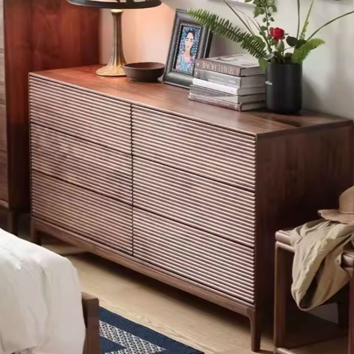 RAVENEL Black Walnut Wood Six Drawer Chest - Urban Mood Singapore