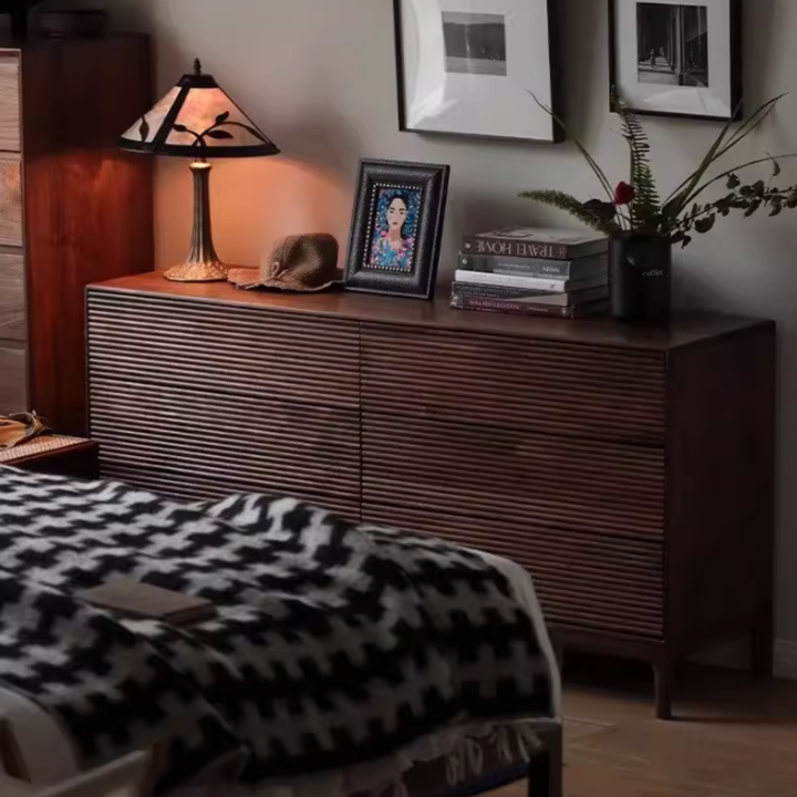 RAVENEL Black Walnut Wood Six Drawer Chest - Urban Mood Singapore
