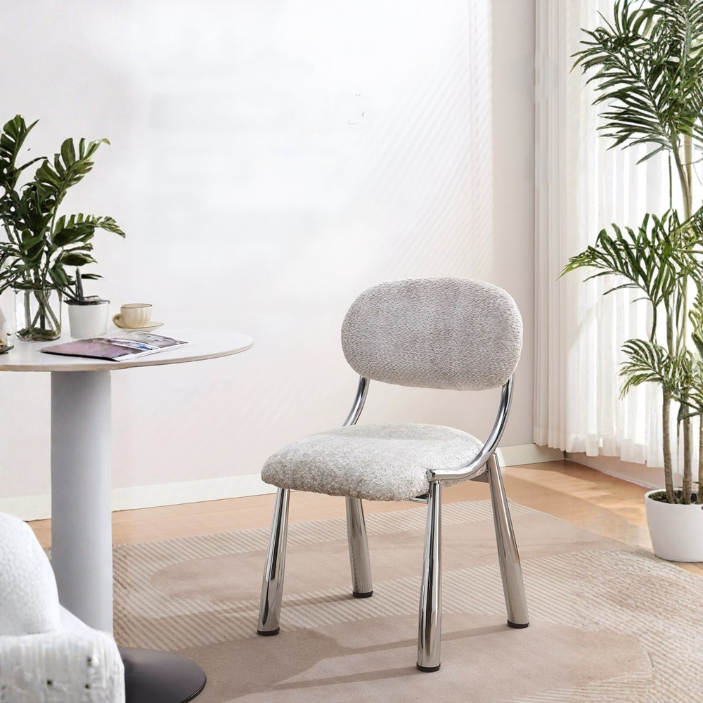 RENALDO Modern Boucle / Leather Dining Chair - Urban Mood Singapore