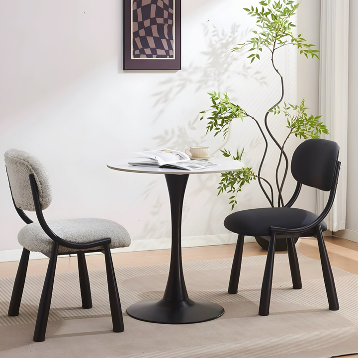 RENALDO Modern Boucle / Leather Dining Chair - Urban Mood Singapore