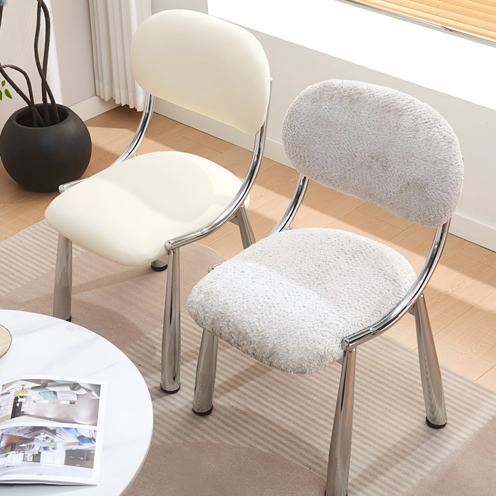 RENALDO Modern Boucle / Leather Dining Chair - Urban Mood Singapore