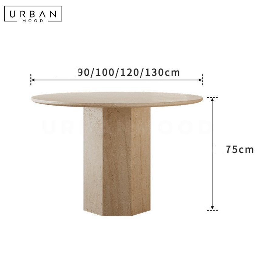 RENNER Modern Round Travertine Dining Table